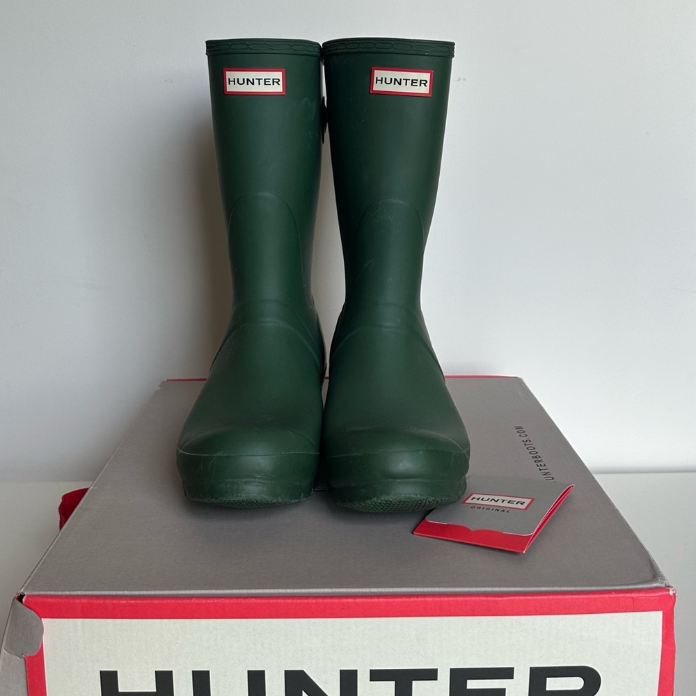 HUNTER Original Short Back Adjustable Rain Boot, Hunter Green, Size 11